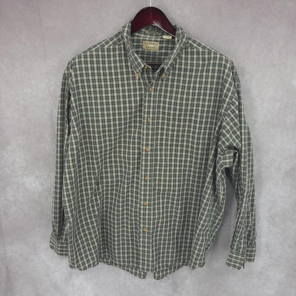 Natural Issue Shirt Mens XXL Wrinkle‎ Free Check Button Up Long Sleeve
